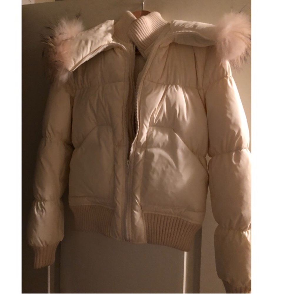 BCBG Cream Colored Down Coat